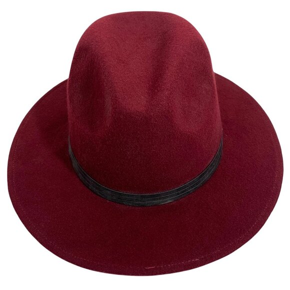 Summer Rose Burgundy Fedora Western Hat w/ Leather Band Adjustable EUC - Picture 2 of 8